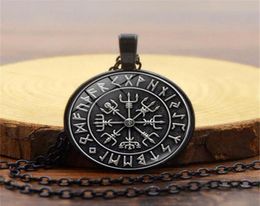 Pendant Necklaces Norse Vikings Men Women Jewellery Gift Vegvisir Compass Nordic Runes Odin Chain Necklace For Amulet9669587