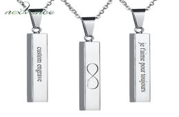 Nextvance Custom Square Strip Pendant Necklace Engraved Name Bar Necklace for Women Men Personalised Gift Geometric Jewelry2250926