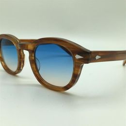 Whole-SPEIKE Customised Fashion Lemtosh Johnny Depp style sunglasses high quality Vintage round sun glasses Blue-brown lenses 233D