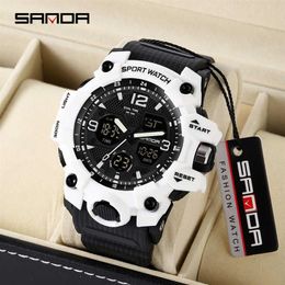 SANDA Men Military Watches G Style White Sport Watch LED Digital 50M Waterproof Watch S THOCK Male Clock Relogio Masculino G1022293I