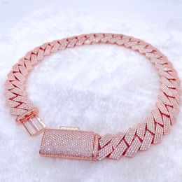 20mm Width 8-24inches Hand Setting Moissanite Cuban Diamond Link Necklace Bracelet