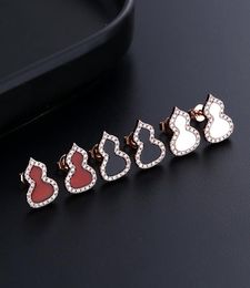 fashion cute gourd designer stud earrings with shining crystal red black white jade agate bling earring ear rings jewelry for wome1126814