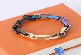 Men039s Chain Bracelet Fadeless Colourful Titanium Steel Bracelets Luxury Brand Hand catenary 21cm7665266