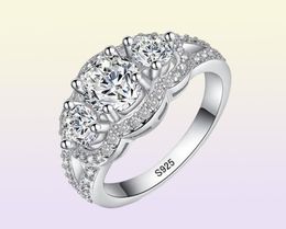 YHAMNI Fine Jewelry Solid 925 Sterling Silver Wedding Rings Set Sona CZ Diamond Engagement Rings Brand Jewelry for Bride R173870793817567