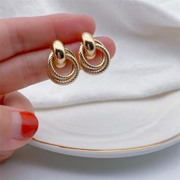 Backs Earrings Vintage Gold Color Geometric Round Clip Non Pierced Metal Jewelry Ear Cuff Earings Aretes De Mujer
