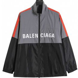 Mens Jacket Balencigss Coat Paris Fashion Blcg Rush Orange Grey Banner Spliced Windproof and Sunscreen 2023 Autumnwinter