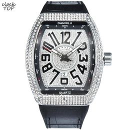 Wristwatches Couple Watch Luxury Men Women Big Number Dial Diamond Numbers Male Female Minimalist Clock Iced Out Case Wristwatch L300Q