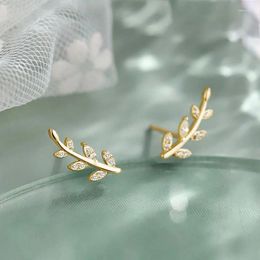 Stud Earrings CAOSHI Dainty Leaf With Shiny Zirconia Chic Lady Everyday Wearable Jewelry Fancy Accessories For Women Trendy Gift