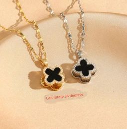 Latest Version Designer Four Leaf Clover Can rotate 36 degrees Necklace 18K Gold Plated Fashion Necklace Girl Wedding & Festival Accessories Gift