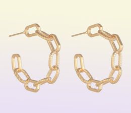 Hoop Huggie Gold Silver Colour Hollow Metal Chain Earring For Women Girl Vintage Simple Irregular Geometric Round Circle Jewelry3171384