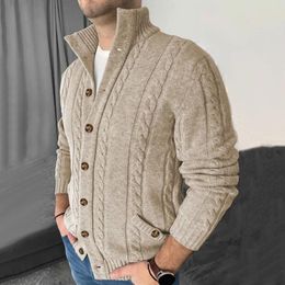 Men's Sweaters Autumn And Winter Mens Cardigan Jacket Solid Colour Fashionable Casual Sweater Long-Sleeved Stand-Up Collar