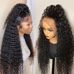 360 Lace Wig Human Hair Pre Plucked HD Lace Frontal Wig Bleach Knots 34 36 38 Inch Water Wave Lace Front Wig Curly Ponytail284O