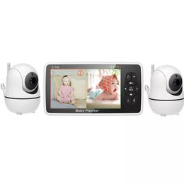 Baby Monitor Camera 5 inch Video with Two and Audio Night Vision 4X Zoom 1000ft Range 2Way Temperature Sensor Lullaby 231211