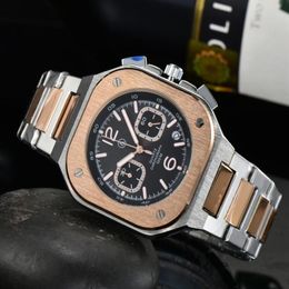 Wristwatches BR Model Sport Quartz Bell Luxury Multifunction Watch Business Men Full Stainless Steel Man Calendar Ross Square Wris2506