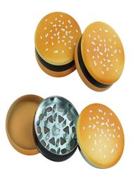 Tobacco Spice Grinder Cookie Biscuit Hamburger Novelty 3 Layers Metal Zinc Alloy Metal Shark Teeth Burger Crusher7567753