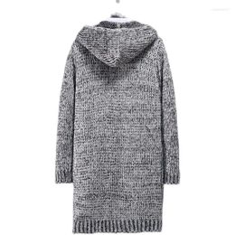 Men's Trench Coats 2023 Winter Loose Knitted Cardigan Hooded Casual Sweater Coat Long Large Versatile Windbreaker