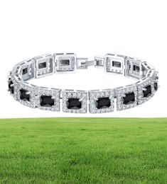 Vecalon Lovers Bracelet Princess cut 5A Mutil Zircon Cz White gold filled Crystal party wedding Bracelets for women Jewelry6576762