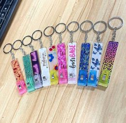 Credit Card Puller Cartoon Pattern Card Grabber Keychain Long Nails Acrylic ATM Card for Key Chains Pendant Accessories G10191324446