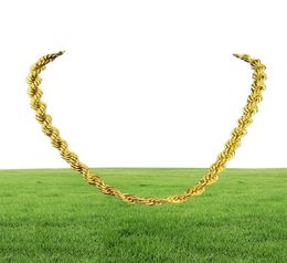 Hip Hop 24 Inches Mens Solid Rope Chain Necklace 18k Yellow Gold Filled Statement Knot Jewellery Gift 7mm Wide2587584