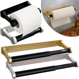 Toilet Paper Holders Bathroom Towel Rack Paper Towel Holder Dispenser for Walls Under Cabinet Self Adhesive or Screw Mounting Kitchen Storage Holder 231212