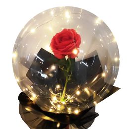 10PC Party Decoration set LED bubble balloons with roses transparent LED glowing bubble balloons with string lights birthday and wedding decorations 231212