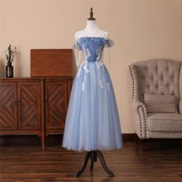 Party Dresses Ice Blue Mermaid Elegant Spaghetti Strap Bar Mitzvah Ruffle Trim Lace Applique 2023 Women's Wedding Evening Dress