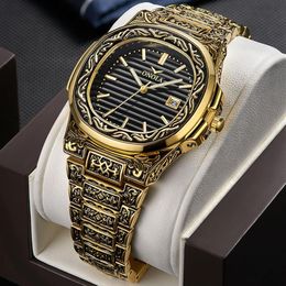 2022NEW ONOLA designer quartz watch men 2019 unique gift wristwatch waterproof fashion casual Vintage golden classic luxury watch 217b