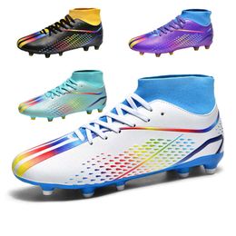 Womens Mens Outdoor Football Boots AG TF Soccer Cleats White Black Blue Purple Training Shoes for Youth Children