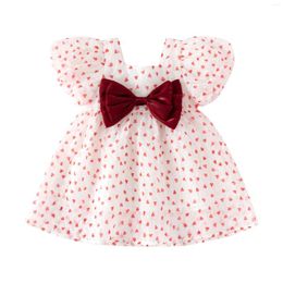 Girl Dresses Summer Girls Elegant Princess Voile Bow Dress Sweet Toddler Infant Baby Birthday Wedding Clothes Kids Outfits Fashion