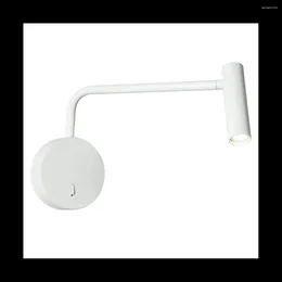 Wall Lamp El Room Reading With Switch Bedroom Exposed Bedside Spotlight (White)