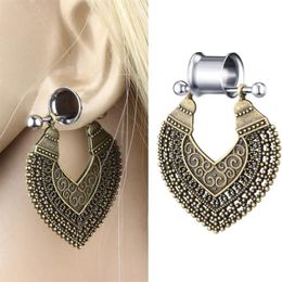 Ear Expander Stainless Steel Double Flared Hollow Expansion Earring Retro Love Flesh Tunnel Plugs Anodized Puncture Body Jewellery S282c