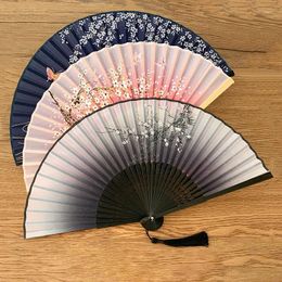 Decorative Figurines Folding Hand Fan Vintage Silk Bamboo Chinese Fabric Fans Pattern Art Craft Japanese Decoration Home Bride