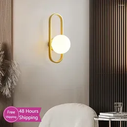 Wall Lamp Nordic Glass Lamps For Bedroom El Bedside Decoration Background Sconce Light Fixtures Modern Indoor Home