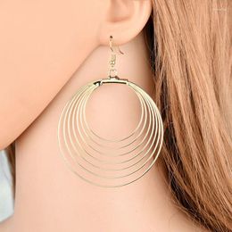 Hoop Earrings 1 Pair Women Drop Metal Hollow Big Circle Ear Ring Lady Girl Dangle Earring Jewellery Gifts Simple Temperament Good-Look