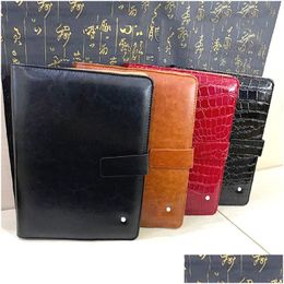 Notepads Wholesale Classic Black /Brown Leather Er Agenda Handmade Note Book Luxurs Periodical Diary Business Notebook A5 Drop Deliv Dhs6X