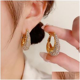 Hoop Huggie Earrings Autumn And Winter Style Exquisite Fashion Light Fl Rhinestones Drop Ear Ring Personality Cool Wind Earrings. Deli Dhwba