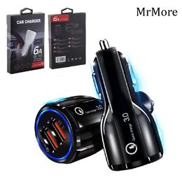 in stock Dual usb ports car chargers 2.4A Real Led light car charger Power adapter for iphone 15 14 11 12 13 Pro max samsung htc android phone plug chargers