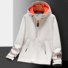Men's Jackets Lightweight Hooded Coats For Men Long Sleeve Letter Print Coat Zipper Multi Pocket Fall Jacket Climbing Clothes Outdoor