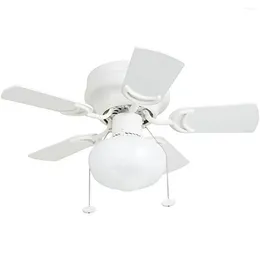 Prominence Home Hero 28 Inch White Low Profile Dining Room Ceiling Fan With Light Bedroom