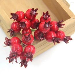 Party Decoration 20 Pcs Mini Artificial Plastic Pomegranate Fruit Vegetable Small Cherry Bouquet Stamen Wedding Home Christmas Flower