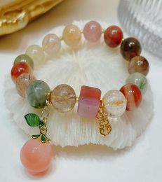 Peach Yaoyao Caifa Crystal Charm Bracelets Salt Source Agate Pendant Bracelet Sand Gold Happy Brand Spring Bracelet53280245183647
