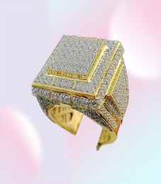 choucong Luxury Male Hiphop Rock ring Pave setting Diamond Yellow Gold Filled Party Wedding Band rings For men Finger Jewelry1432458