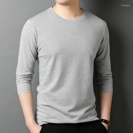 Men's T Shirts Solid Colour O-Neck Long Sleeve T-shirt Spring Autumn Fashion All-Match Youth Bottoming Tops Casual Loose Simple Pullovers