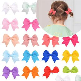 Hair Accessories Solid Grosgrain Ribbon Bows With Clips Girl Hair Boutique Handmade Bowknot Baby Kids Accessories Drop Delivery Baby, Dhll1