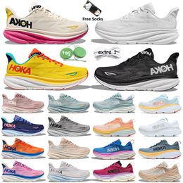 Hoka Designer Bondi 8 Hoka Clifton 9 Scarpe Hokas Rosa su carbonio x 2 Cloud Ice Water Harbour Grigio Donna Uomo Jogging Walking Platform Runners Tennis Mesh Sneakers Scarpe da ginnastica