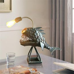 Table Lamps Anglerfish Lamp Fish Body Desk Floor-standing Retro Light E27 Wrought Iron Vintage Indoor Art Decor Lighting297I
