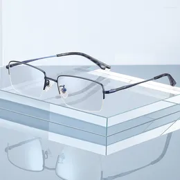 Sunglasses Frames Men Pure Titanium Optical Prescription Eyewear Half Rim Eyeglasses Frame Male Business Style High Quality PT909