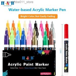 Watercolour Brush Pens H B 18/28 Colour Acrylic Marker Plumones Water /Oil Paint Pen Rotuladores Non Fading Paper Glass Metal Stone Wood Ceramic Q231212