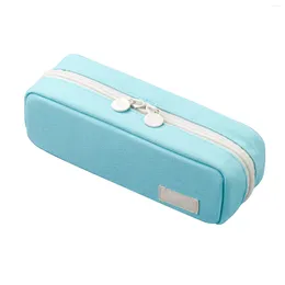 Grids For School Pouch Portable Student Stationery Storage Office Gift Solid Pencil Case Large Capacity Makeup Bag College