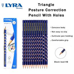 Pencils LYRA Groove Slim Graphite Triangle Posture Correction Pencils 12pcs Kids Holding Pen Gesture Learning/Writing Pencils Stationery 231212